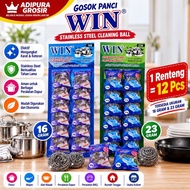(1 RENTENG) WIN 16 G & 23 G Pot Scrubs, 12 Pcs