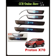 Proton X70 Stainless Steel Blue LED Car Door Side Sill Step Plate -4pcs
