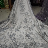 MAWAR CODE K62N 3D Tille Fabric with vine rose flower motif