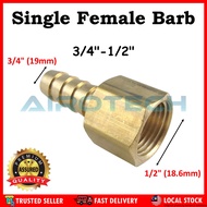 Brass Fitting Single Female Barb Connectors Hose Thread Fitting Nipple