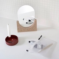 【Hübsch】－530701 北歐風粉米色水磨石化妝鏡 桌鏡 鏡子