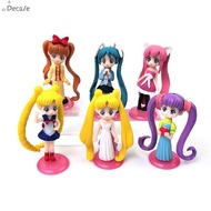 DECALE PVC Anime Nokturnal Mainan boneka Sailor Moon Miniatur mobil