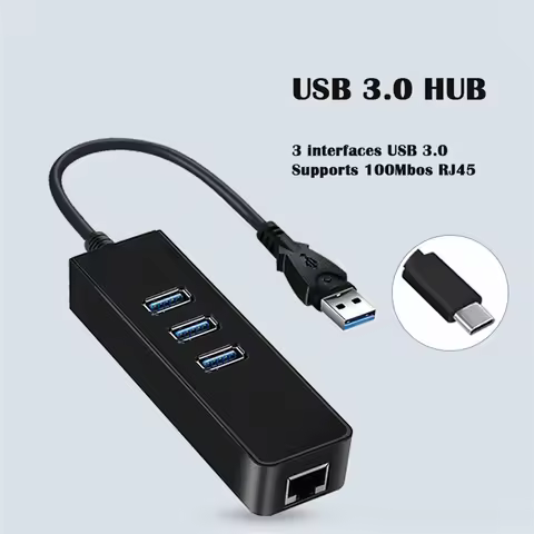 USB HUB Ethernet Network Card 3 Ports High-Speed USB 3.0 to RJ45 Hub 10/100mbs Ethernet Adapter USB 