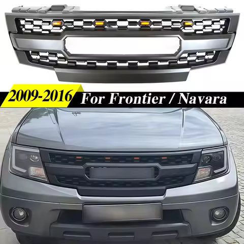 Front Grill W/Light Fits For Nissan Frontier Radiator Grille Navara D40 2009-2016 Racing Grill Modif