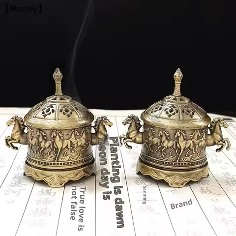 Alloy Incense Burner Hollow Out Mini Sandalwood Incense Burner Zen Aromatherapy Stove Tea Ceremony H