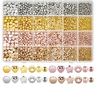 2160 Pieces Spacer Beads Set, Assorted Bracelet Beads Round Beads Gold Beads for Bracelet Jewelry Ma