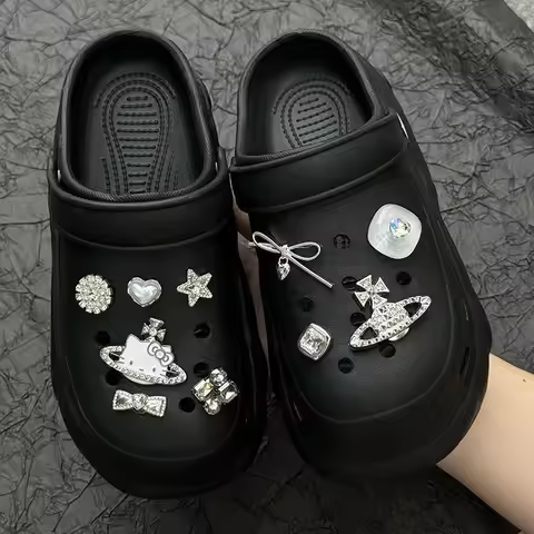 Hello Kitty Shoes Charm Cartoon Shoe Buckle Slippers Decorative Acrylic Patches Clogs Shoes Accessor