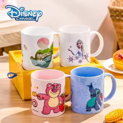 Disney Mickey Minnie Mouse Ceramic Mug 350ml Cute Cartoon Coffee Cup with Handle Gift Set for Kids B