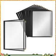 12 Pack Cafe Style Menu Cover A4 Menu Protective Case Double  Edge (Black, 2 Pages/4 Views - 8.5 Inc