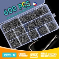 Monqiqi 500Pcs Buah Kail Pancing Kait Ikan Baja Karbon Tinggi Ikan Tajam Dari Kail Pancing 1 Set Pan