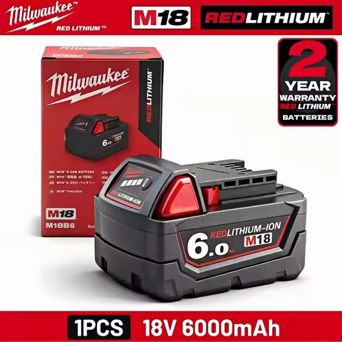100% New Milwaukee M18 6.0Ah High Output Battery 18V Lithium-ion Rechargeable for Milwaukee M18 Cord