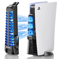 for PS5 Console Cooling Fans Upgraded PS5 Quiet Cooler Fan with LED Light USB 2.0 Hubs for Sony Playstation 5 Console