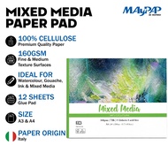 MayArt FB Mixed Media Paper Pad 160gsm 100% Cellulose A3/A4 Pad Kertas Media Campuran
