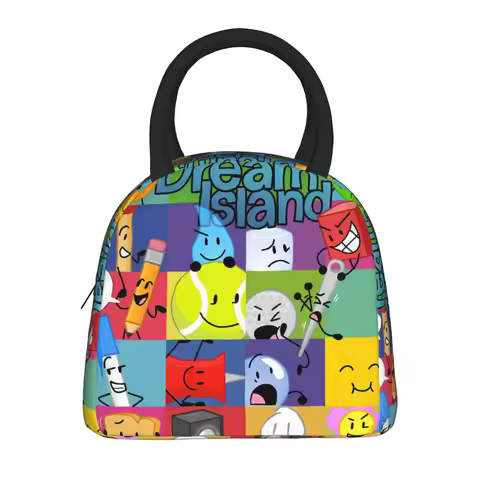 BFDI All Characters Lunch Bag Casual Lunch Box For Women Travel Portable Zipper Cooler Bag Waterproo