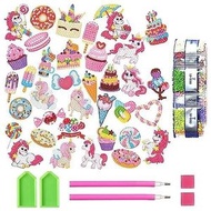 兒童鑽石繪畫套件、帶有 DIY 繪畫工具的鑽石繪畫貼紙、寶石繪畫套件、適合女孩和男孩的可愛工藝品。