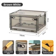 Folding 120L Three Doors Storage Box Organizer With Lid  Large Collapsible Transparent Box Multifuna