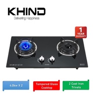 [READY STOCK] KHIND HB802G2 Glass Hob Gas Cooker