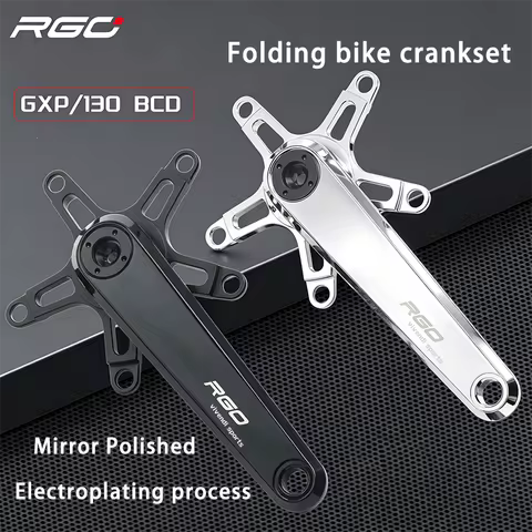 RGO FR-60 Folding Bike Crankset 165mm 24mm GXP Spindle 130BCD 48/50/52T Mirror Polished Aluminum Cra
