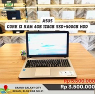 Laptop Asus Core i3 Ram 4GB 128GB+500GB Second Bekas