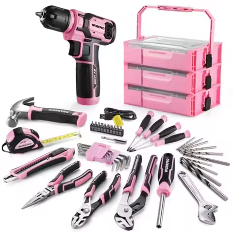 Tool Set with Drill Power Drill Set with Toolbox 8V Lithium-ion Cordless Drill and Bits 2.0 Ah Porta