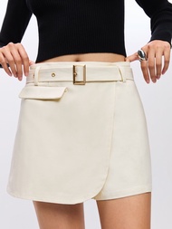 [Pomelo] กระโปรงกางเกงแต่งเข็มขัด / Belted Skort