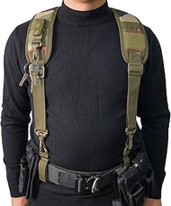 Tactical Suspenders Police Duty Belt Harness with Keychain and Belt Snap Hook