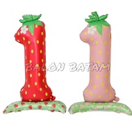 JUMBO Strawberry Number 1 Foil Balloon 106cm