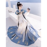 YQ4 Hanfu Traditional Dress Women Ancient Chinese Hanfu Student Cosplay Costume Summer Vintage Hanfu Dress Bule&amp;Gree