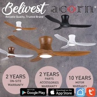 (PRICE GUARANTEED) Acorn DC-168 Hugger SMART Ceiling Fan - 3 Blades 4248 Inch - White/Black/Wood