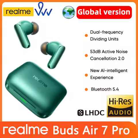 Global Version realme Buds Air 7 Pro TWS Earphone 53dB Active Noise Cancelling LHDC 5.0 48H Battery 