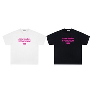 Acne Studios Short Sleeves Embroidery Black White Men Women T-shirt Oversize O-Neck Cotton Letter Lo