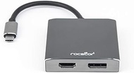 Rocstor Y10A202-A1 Premium USB-C to DisplayPort & HDMI Dual Port Adapter – DisplayPort 4K @60Hz, HDM