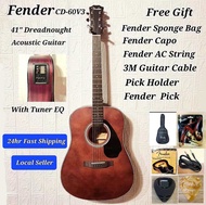 Fender CD-60V3 Dreadnought Acoustic Guitar With Tuner Equalizer + Free Gift Accessories