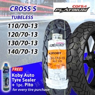 CORSA Cross S Platinum RIM 13 Tubeless Tires ( 110/70-13 , 120/70-13 , 130/70-13 , 140/70-13 ) Free Koby Tire Sealant and Pito