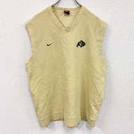 90年代Nike古著棉質針織背心，黃色，帶刺繡logo，L碼