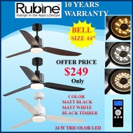 Rubine Ceiling fan Bell 44 MBK | bell 44 Timber | Bell 44 White | 10 Years warranty | Free Installat