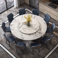 22Nordic Restaurant Hotel Electric Dining Stone Plate round Table1.8Mi Household Marble Table and Chair Set with Turntab
