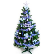 [特價]摩達客 台灣製10尺豪華版綠色聖誕樹+藍銀色系配件組(不含燈)