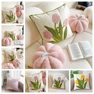 Tulip Pillow case 45x45cm, Simple Cute Style Cushion Cover, Living Room Sofa Bedside Lumbar Pillow c