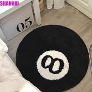 SHANHAI 8 Ball Rug, Plush Round 8 Ball Carpet, Creative Black Skin Friendly Soft 8 Ball Mat Hoom Dec