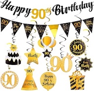 Hapdoo 90th Birthday Decorations Set - 90th Birthday Decorations Men Happy 90th Birthday Banner Tria