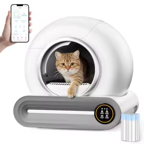 Self Cleaning Litter Box Automatic Cat Litter Box for Multiple Cats 65L+9L Robot 3 Rolls Garbage Bag
