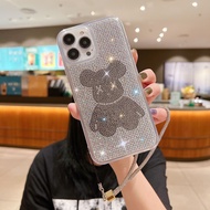 [COD] High-end luxury full diamond violent bear iPhone13 mobile phone case suitable for 12pro max protective 11