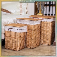 【In stock】Free ShippingModern Muse Home Bakul Dobi Rotan Baju Rattan Laundry Basket With Cover Woven
