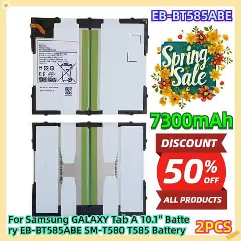 For Samsung GALAXY Tab A 10.1" Battery EB-BT585ABE 7300mAh SM-T580 T585 Battery 2pcs