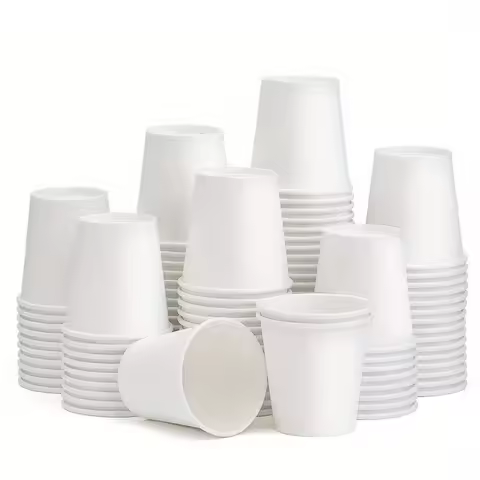 50ml Disposable Small Paper Cup White Mini Supermarket Tasting Camping Travel Mouthwash Cup Home Hot