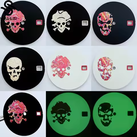 SmileLife 28.5mm Green Luminous One Piece Red Skeleton Fashion Artistic Watch Face Dial Suitable for