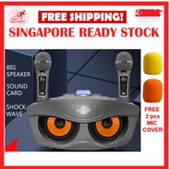 SD306 PLUS PORTABLE KARAOKE MACHINE SET DUAL BLUETOOTH SPEAKER WITH 2 WIRELESS MICROPHONES FAMILY KTV STEREO BIG MIC