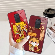 Glass case for Xiaomi Redmi 9 / 9A / Note 9 / Note 9S / Note 9 Pro with lucky money dragon shape luc