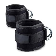 2pcs/set Adjustable Padded Ankle Wrist Cuffs Straps Double D-Ring Glute Kickback for Cable Machine, 